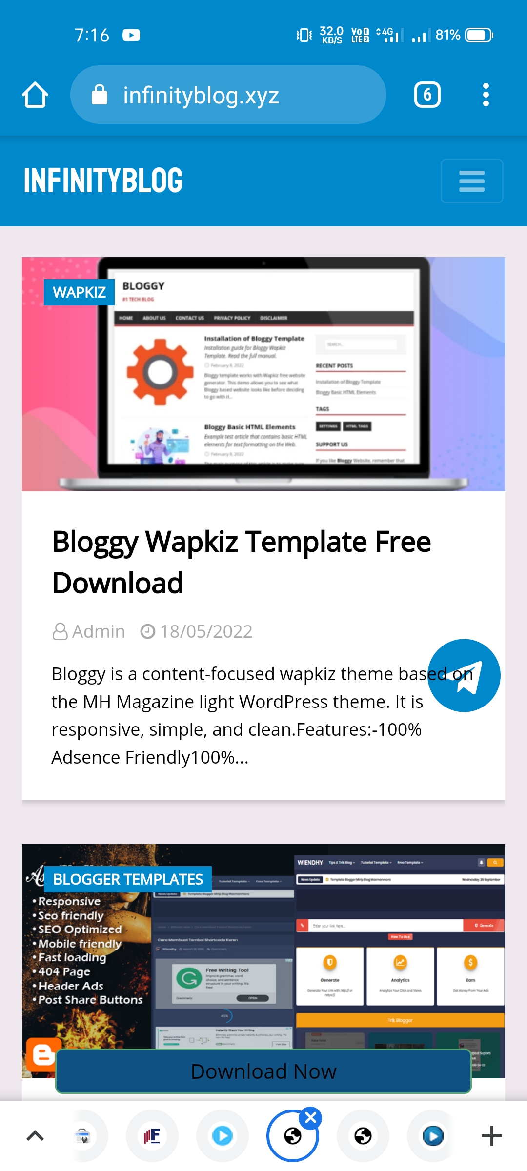 InfinityBlog.xyz - Wapkiz Template Free Download